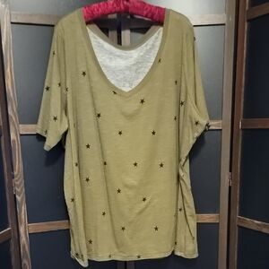 Lane Bryant Khaki Star Short Sleeve Tee